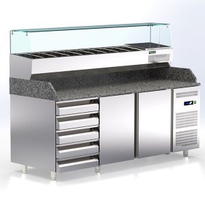 Pizza counters with granite Line 80 with 5 neutral drawers