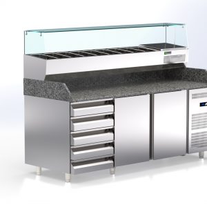 Pizza counters with granite Line 80 with 5 neutral drawers