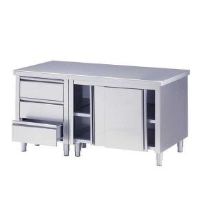 Inox counters with 3 drawers