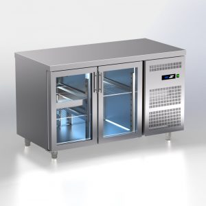 Refrigerated counters with glass doors