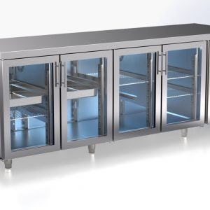 Refrigerated counters with glass doors